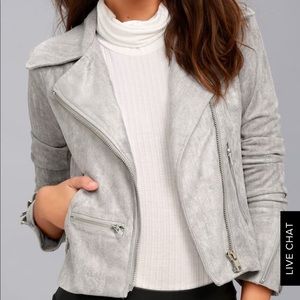 Light Grey suede Moto jacket